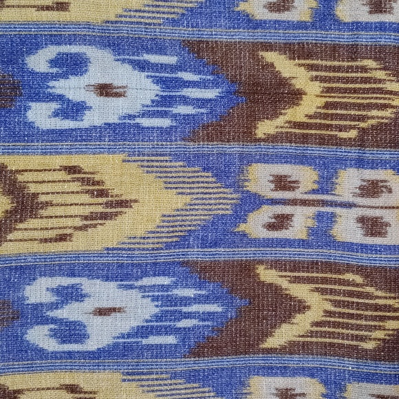 💛Tory Burch💛 - Blue/Brown/Yellow Jemima Ikat Linen Blend Skirt - Picture 5 of 10